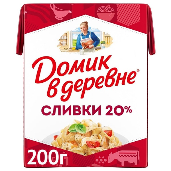 Сливки "Домик в деревне" 20%, 200 мл.